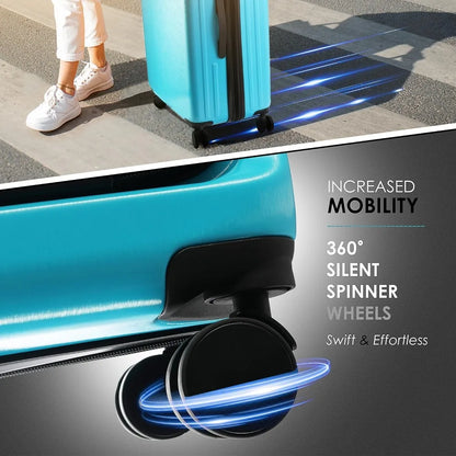 Hard Shell Luggage Sets with Spinner Wheels 4 Piece, Expandable Large Suitcases with TSA Lock, Travel Large Suitcase Set, Teal L