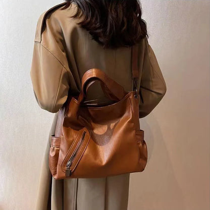 2025 new women's large capacity tote bag, handbag, shoulder bag, cross-body bag, PU business bag, college student's book bag