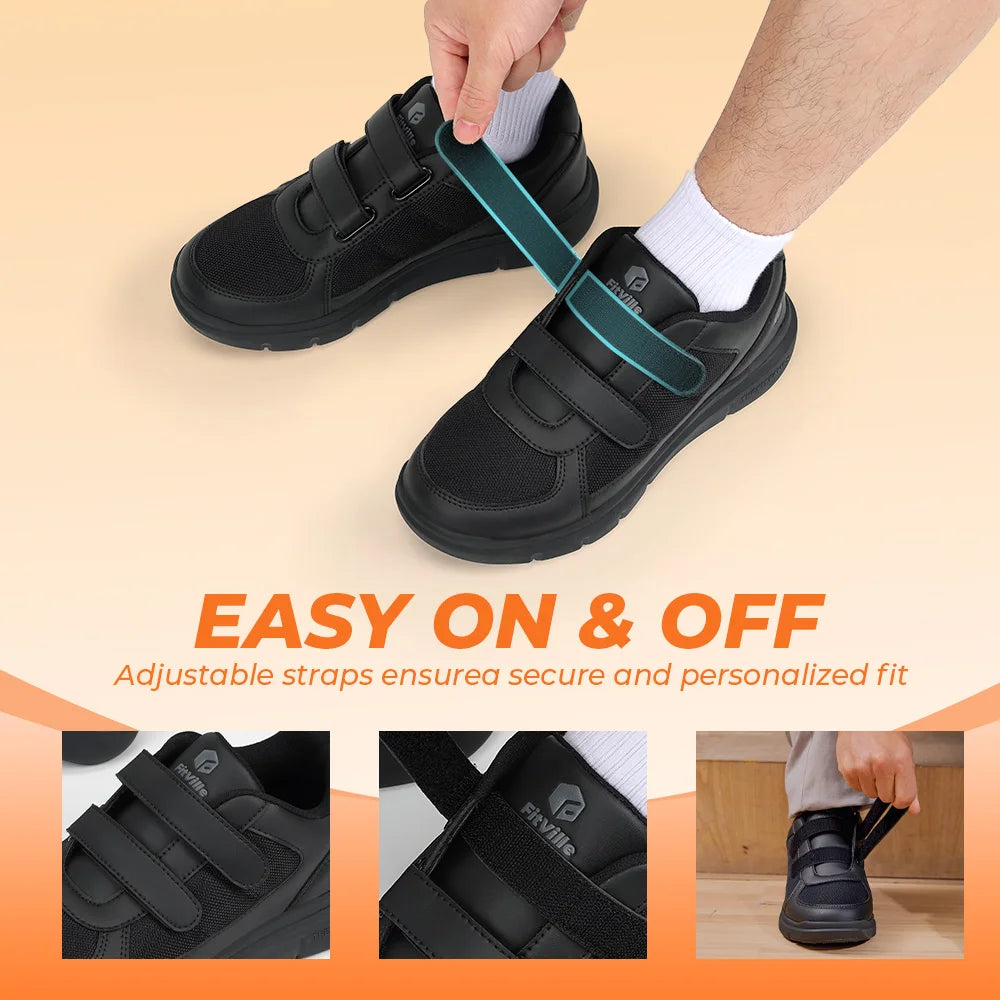 Extra Wide 4E Men'S Diabetic Shoes Senior Causal Shoe Relieve Neuropathy Suitable For Swollen Foot Pain With Arch Support