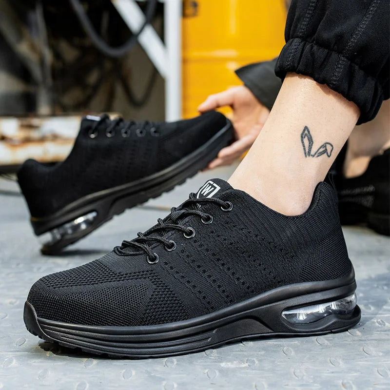 Mens Mesh Steel Toe Work Shoes Breathable Work Shoes Man Safety Shoes Lightweight Puncture-Proof Safety Shoes Hiking Sneakers