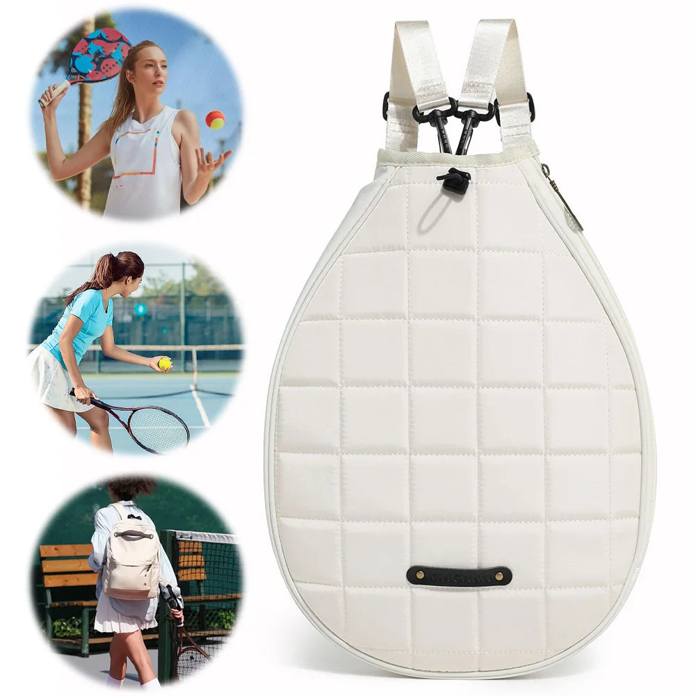 Portable Badminton Racquet Bag Zipper Closure Tennis Racquet Crossbody Bag Pickleball Paddles Shoulder Bag for Women Men