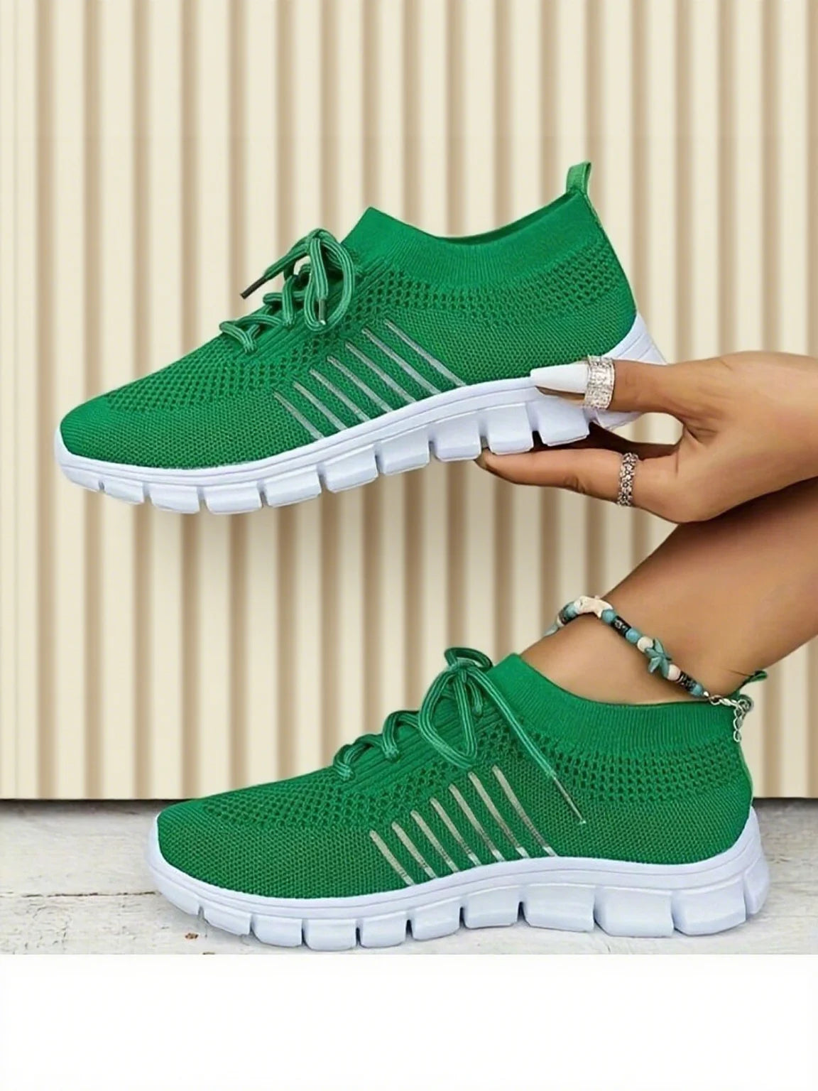 Breathable Knit Sneakers - Lightweight Walking Shoes for Women Men, Cushioned Comfort Casual Tennis Shoes, Fashion Mesh Slip On