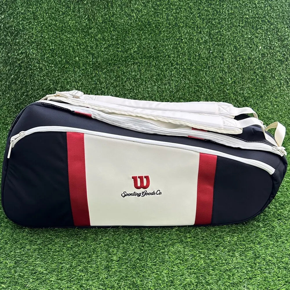 Wilson 2024 Tennis Bag New COURAGE Series Red, White, Black Backpack 9-Pack Tennis Racket Bag Accessories Bag for Men and Women