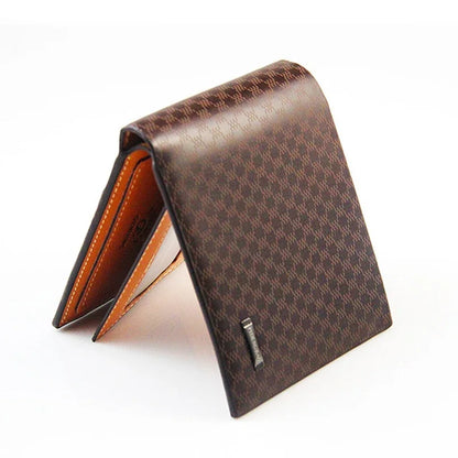 Men	PU Leather Wallet Luxury Short Card Holder Purse for Male Business Fold Portable Wallets for Man Money Bag