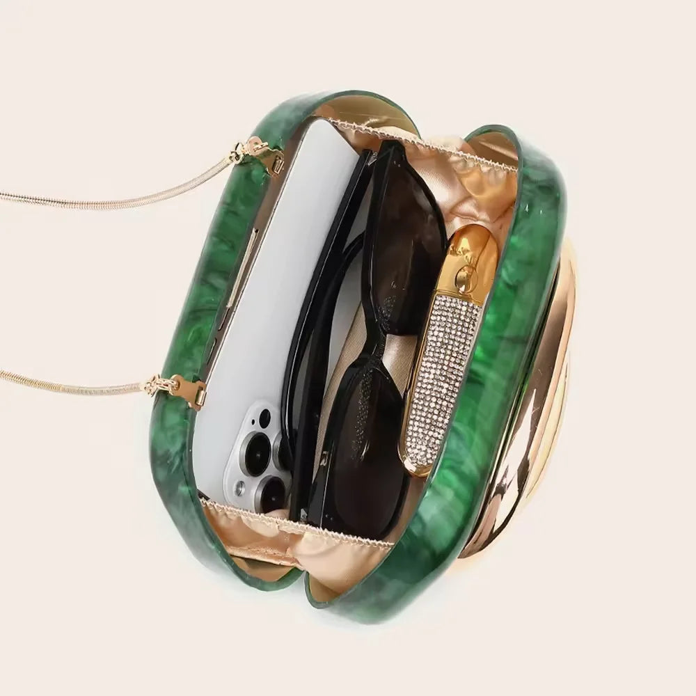 Luxurious dinner clutch, fashionable ladies' handbag, bride's metal gold wedding wallet, party crossbody bag