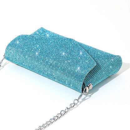 Chain Evening Clutch Bag Rhinestone Prom Shoulder Bag Elegant Gorgeous Exquisite Fashion Embellished Banquet Crossbody Pack
