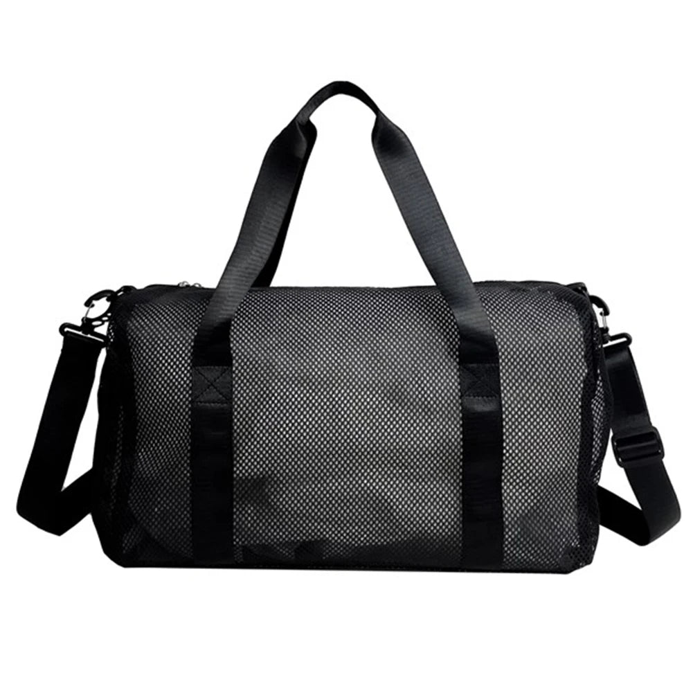 Mesh Travel Duffle Bag Gym Sports Bag with Shoe Compartment Luggage Bag Dry Wet Separation Large Capacity for Outdoor Travel