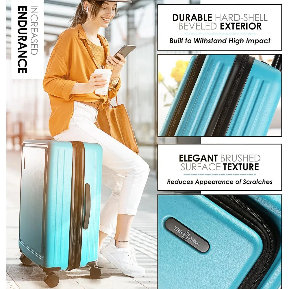 Hard Shell Luggage Sets with Spinner Wheels 4 Piece, Expandable Large Suitcases with TSA Lock, Travel Large Suitcase Set, Teal L