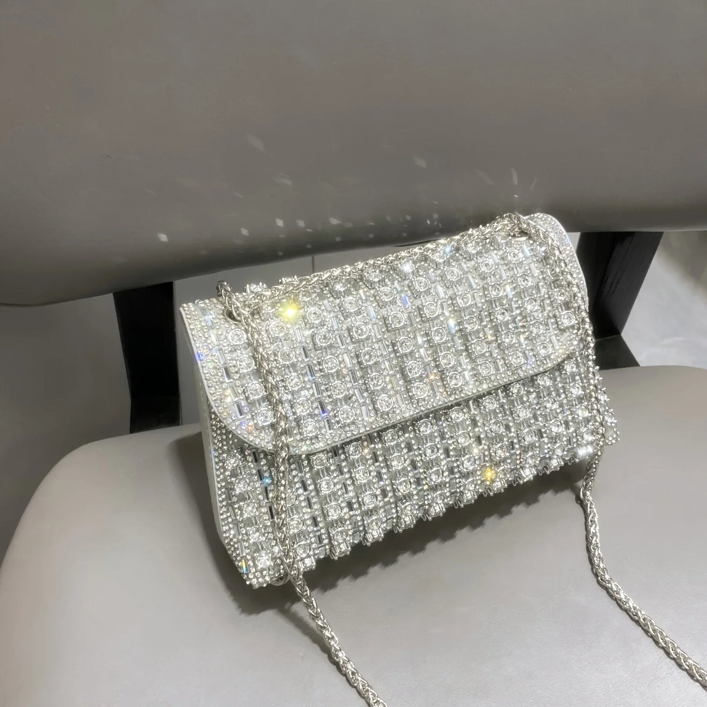Crystal Rhinestone Evening Clutch Purse For Women, Sparkly Chain Shoulder Crossbody Bag, Elegant Handbag For Party Prom Banquet