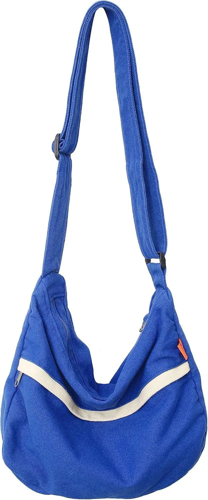 Canvas Casual Messenger Bag Hobo Crossbody Bag Canvas Shouder Tote Handbag for Women and Men