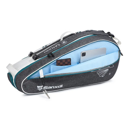 SANXDI Tennis Bag Professional Large Capacity 6-pack Double Shoulder Single Shoulder Men's and Women's Badminton Paddle Bag