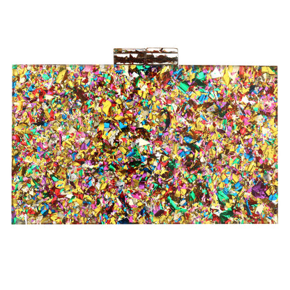 Acrylic Purses Handbags for Women Trend Designer Multicolor Perspex Geometric Patterns Box Clutch Banquet Evening Crossbody Bags