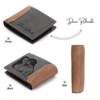 Anniversary Birthday Gifts for Men Gift Custom Name Picture Card Holder Wallet for Husband Father's Day Bifold Wallet