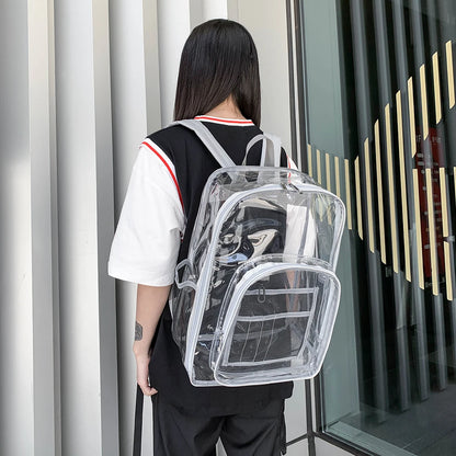 Fashion Student Preppy Style Bag Transparent Backpack Travel Dual Shoulder Teenager Large Transparent Knapsack Casual