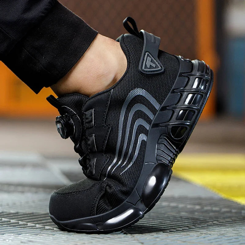 Rotary Button Safety Shoes Anti-Puncture Anti-smash Work Sneakers Low Top Mens Steel Toe Work Boots for Construction and Exploit