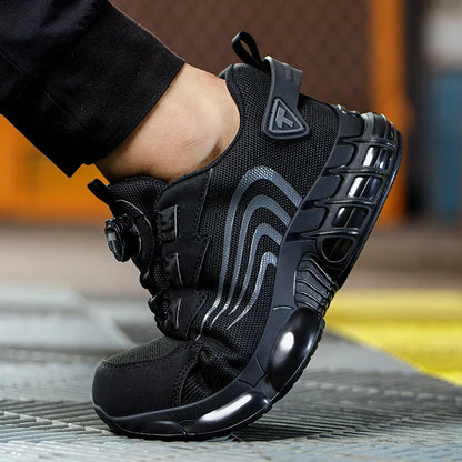 Rotary Button Safety Shoes Anti-Puncture Anti-smash Work Sneakers Low Top Mens Steel Toe Work Boots for Construction and Exploit
