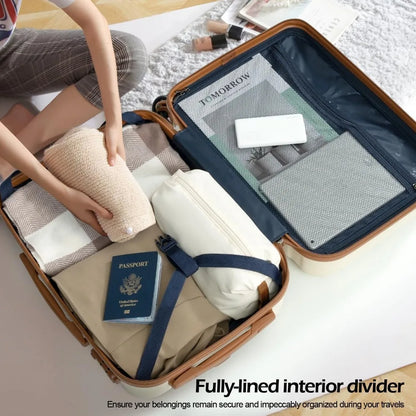 Coolife Luggage Set 3 Piece Luggage Set Carry On Suitcase Hardside Luggage with TSA Lock Spinner Wheels(Navy, 6 piece set)