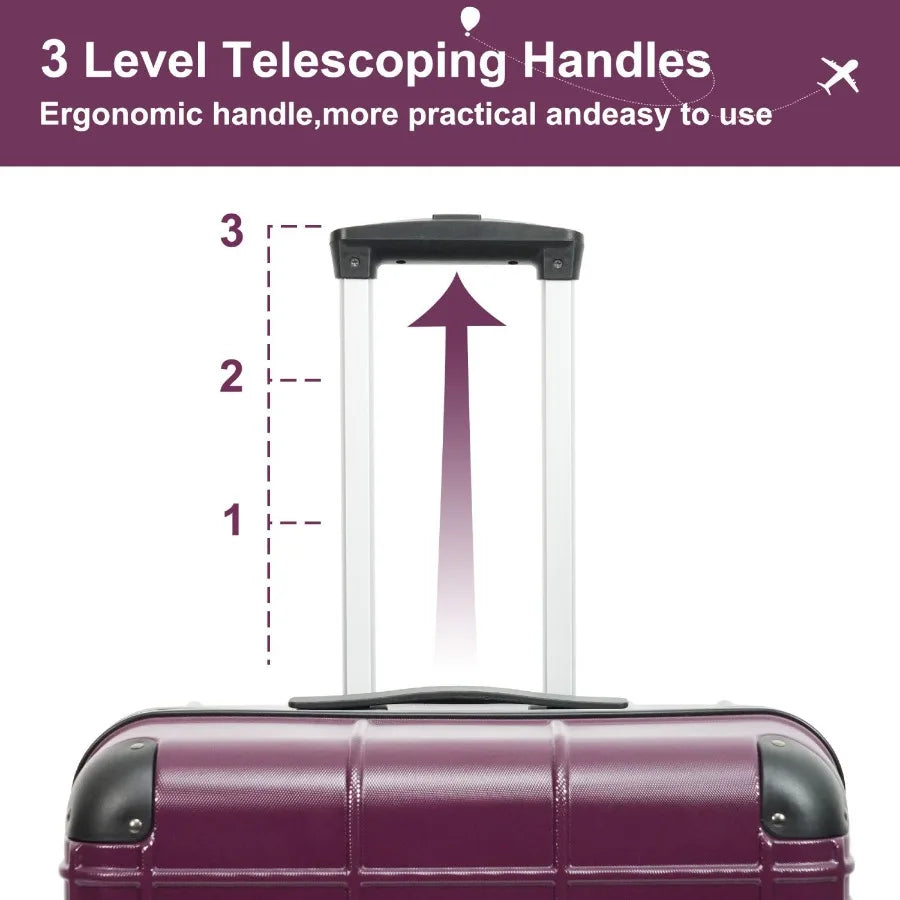 Luggage Sets ABS+PC Hardshell 4pcs Luggage Hardside Lightweight Durable Suitcase sets Spinner Wheels Suitcase with TSA Lock 12