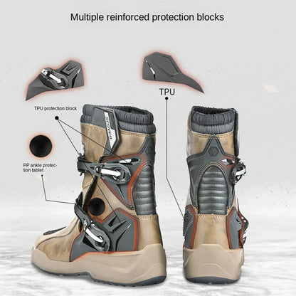 Motorcycle anti-fall riding shoes anti-slip wear-resistant waterproof breathable rally boots protective moto cross-country equip