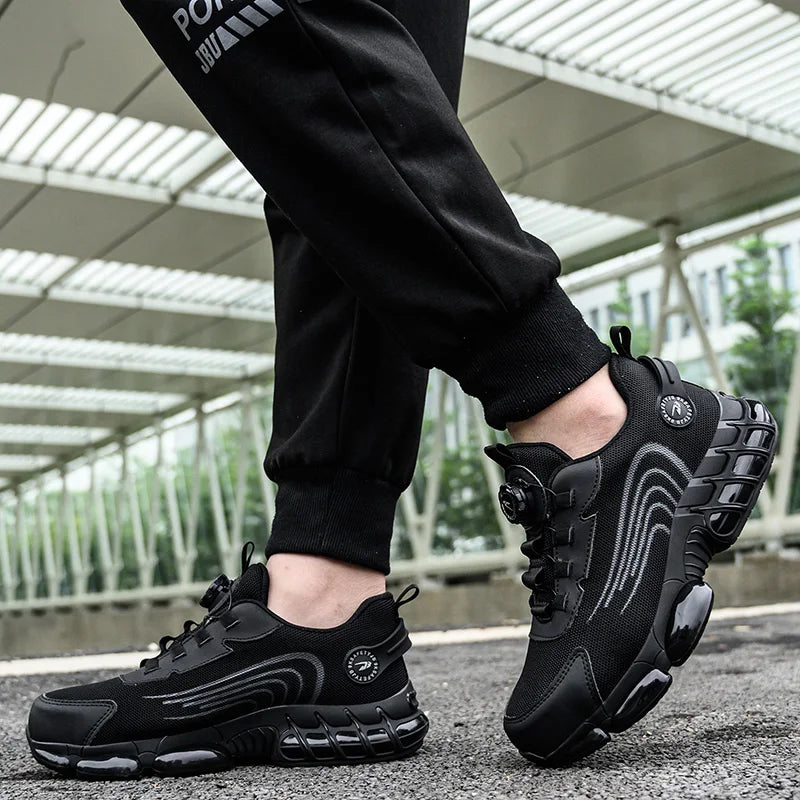 Rotating Button Safety Shoes Men Anti-smash Anti-puncture Work Shoes Fashion Men Safety Sport Shoes Security Protective Boots