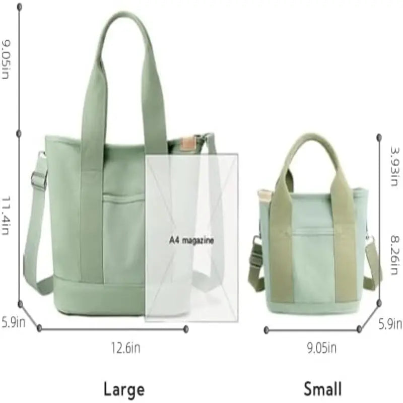 Small Tote Bag with Zipper, 2024 Canvas Multi-Pocket Crossbody Bag Shoulder Bag Satchel Hobo Bag Messenger Bag