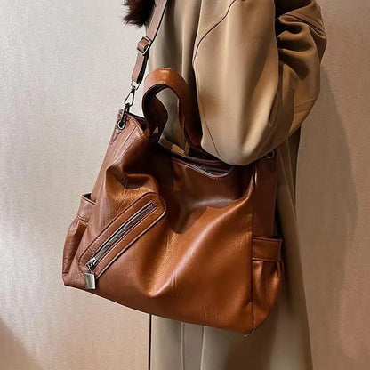 2025 new women's large capacity tote bag, handbag, shoulder bag, cross-body bag, PU business bag, college student's book bag