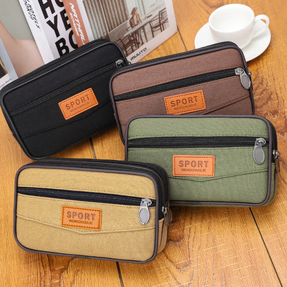Men Outdoor Sports Waist Bag Fashion Canvas Slim Coin Purse with Multi Pockets Change Pouch for Coins for Best Gift