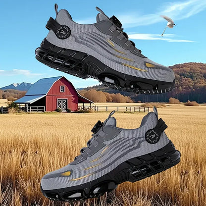 Rotating button new safety shoes for men anti smashing and anti piercing work shoes fashionable men's sports shoes safety