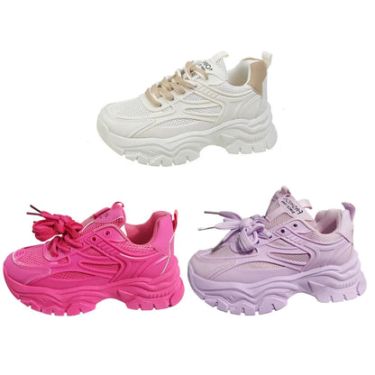Chunky Fashion Sneakers Comfortable Casual Dad Shoes Lace-Up Walking Shoes Breathable Mesh for Women