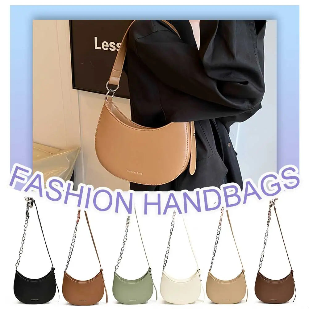 Crescent Bag for Women with Adjustable Strap Hobo Bag PU Leather Solid Crossbody Bag Casual for Work Travel