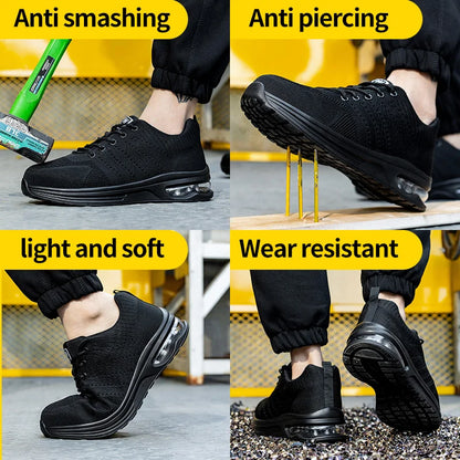 Breathable Safety Shoes Steel Toe Boots for Men Soft Work Sneakers Anti shock Anti-Drop Work Shoes Protective Boots
