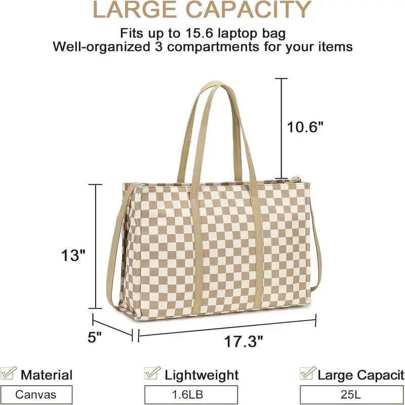 Laptop Tote Bag for Women Work 15.6 inch Canvas Shoulder Bags Computer Messenger Purse Teacher Handbag Office Briefcase