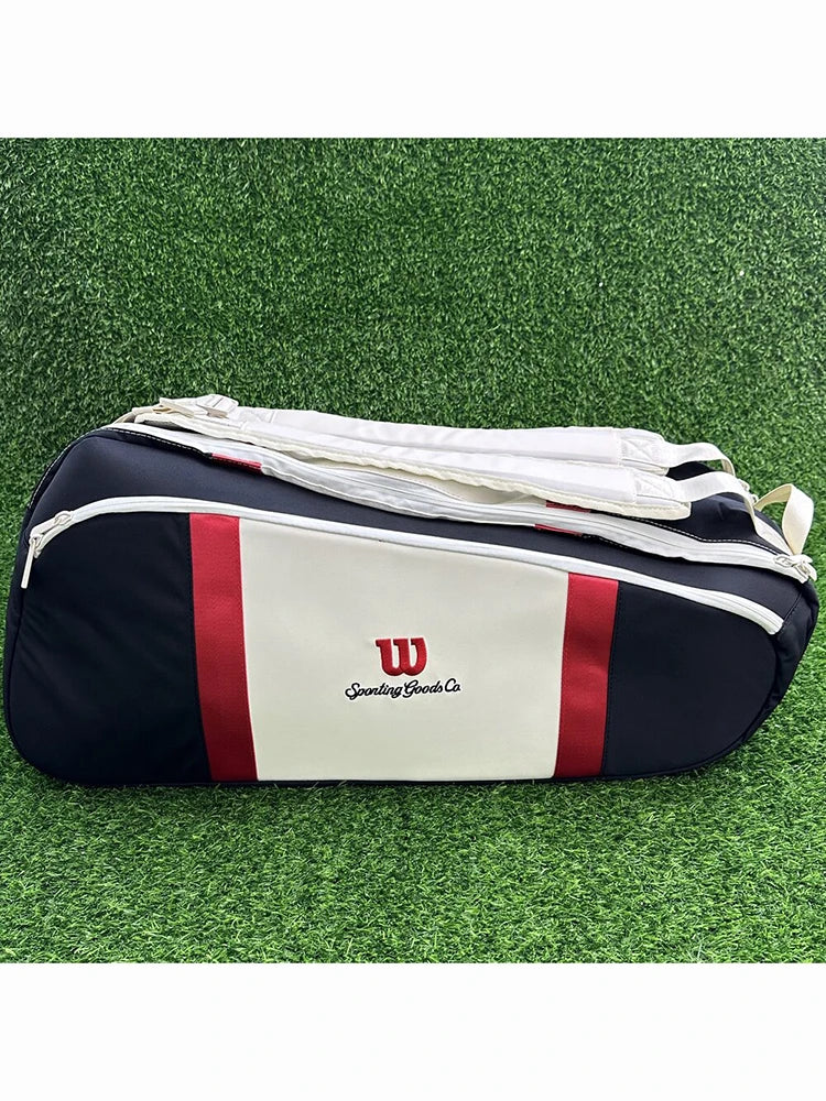 Wilson 2024 Tennis Bag New COURAGE Series Red, White, Black Backpack 9-Pack Tennis Racket Bag Accessories Bag for Men and Women