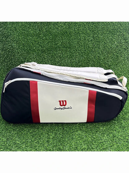 Wilson 2024 Tennis Bag New COURAGE Series Red, White, Black Backpack 9-Pack Tennis Racket Bag Accessories Bag for Men and Women