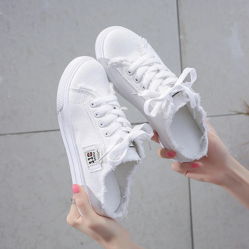 Women's lightweight and breathable solid color flat sports shoes, casual running and walking shoes