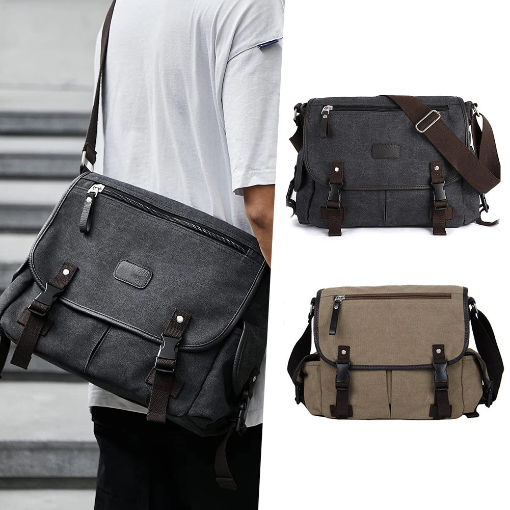 Unisex Shoulder Bags Large Capacity Crossbody Bags For Men Water Resistant 14 Inch Laptop Pouch Adjustable Strap for School Work
