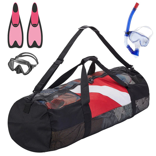 Portable Scuba Diving Mesh Tote Extra Large Swimming Beach Storage Bag with Adjustable Shoulder Strap Snorkeling Gear Organizer
