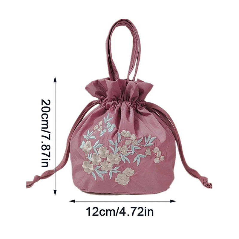 Elegant Silk Embroidery Flower Handbag Tote Bag Shopping Bag Ethnic Style Bag Chinese Style Small Bag