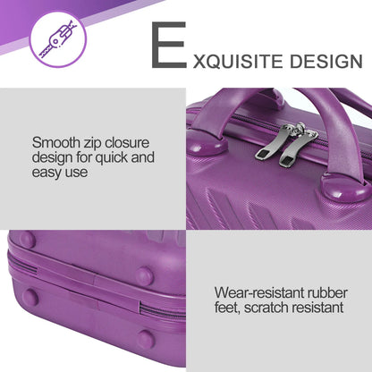 5-Piece ABS Hardshell Luggage Set with TSA Lock & Cosmetic Bag - 360° Spinner Wheels Carry-On/Check-In for Travel, Purple