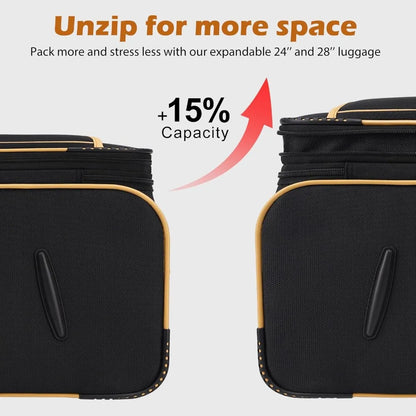 4 piece expandable spinner suitcase set with tsa lock and softshell luggage