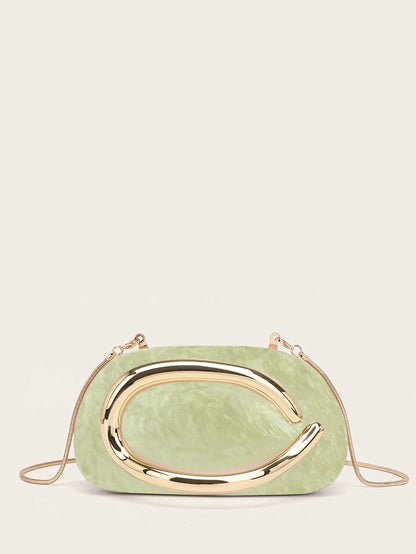 Fashion White Acrylic Clutch Bag Bride Metal Gold Women Luxury Evening Banquet Clutch Bag Shoulder Wedding Party Purse