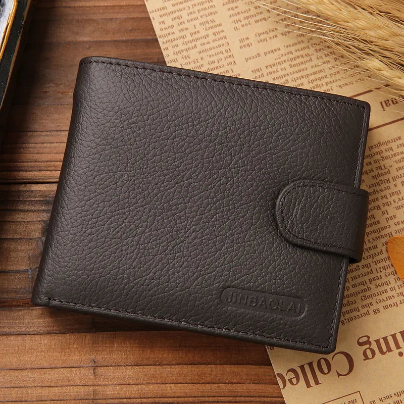 Genuine Leather Men Wallets Premium Product Real Cowhide Wallets for Man Short Black Walet Portefeuille Homme