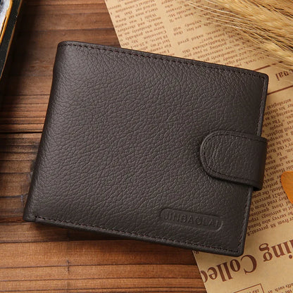 Genuine Leather Men Wallets Premium Product Real Cowhide Wallets for Man Short Black Walet Portefeuille Homme