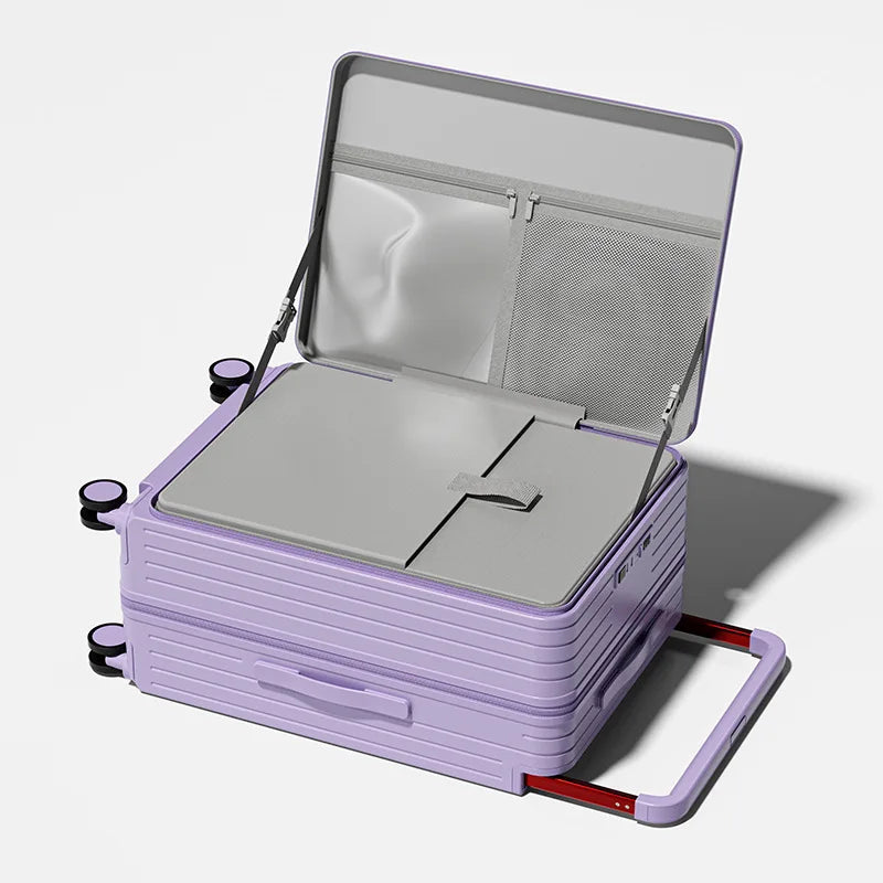 Front Opening Multi-Functional Suitcase Business Wide Trolley Luggage ABS+PC Large-capacity Password Box Travel Trolley Case