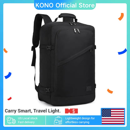 Kono Carry on Backpack 55x35x20cm Large Cabin Flight Bag Travel Hand Luggage Shoulder Bag 38L