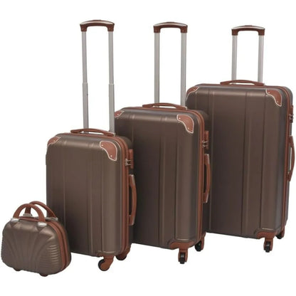 vidaXL 4 Piece Hardcase Trolley Set Coffee Trip Traveling Luggage Suitcase
