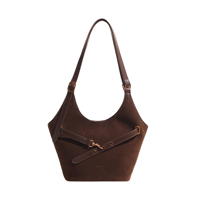 Suede Tote Bag for Women Suede Shoulder Bag Large Capacity Retro Shoulder Satchel Bag Large Shoulder Purse Shopping Bag