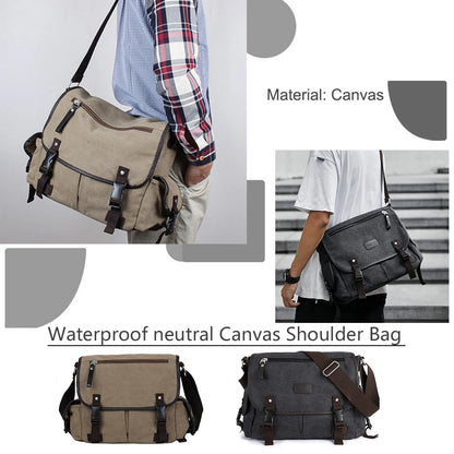 Vintage Men Canvas Shoulder Bags Casual Tote Travel Men's Crossbody Bag Luxury Messenger Bags Fashion Quality Male Handbag Purse