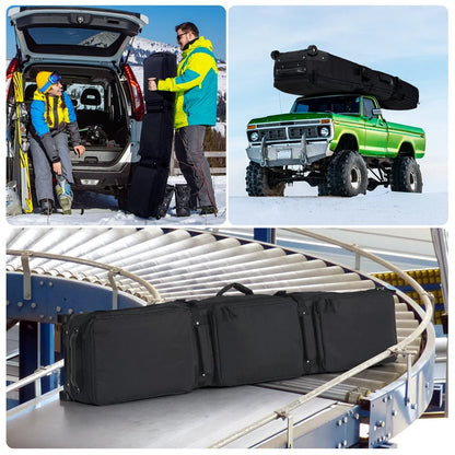 Pink/Black Skiing Bag with Rolling Wheel Padded Polyester Waterproof Portable Board Bag 3 Separation Storage Winter Snow Travels