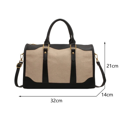 Women Travel Storage Handbag Vintage Fitness Luggage Bag Single Shoulder Crossbody Bag Large Nylon PU Leather Bag 2024 Handbags